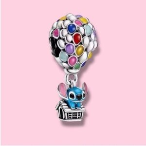 Lilo and stitch balloon house silver Dangle Charm